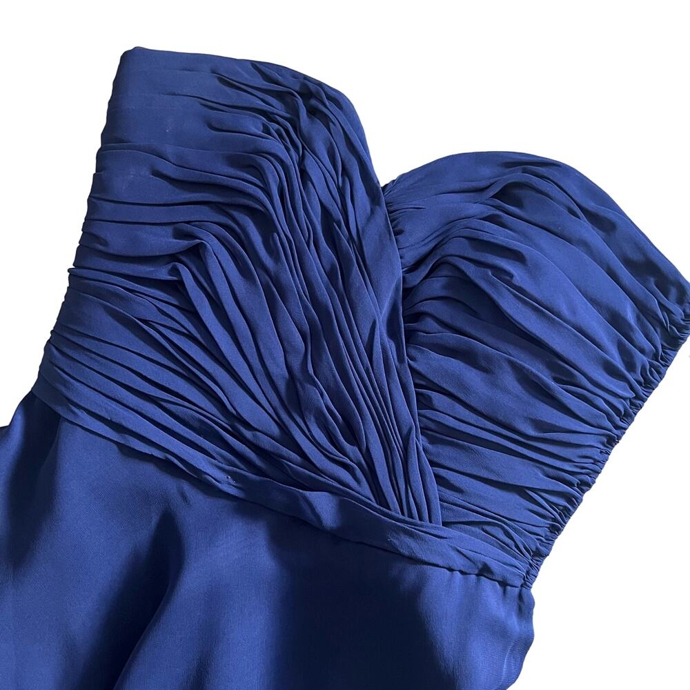 Vintage John Anthony Dress XS/SM Blue Silk Pleated Strapless Mini Formal Event - Picture 5 of 7